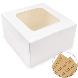 Kotak Roti 8x8x8 Inci, Kotak Roti Kubus Kardus Putih Ramah Lingkungan dengan Jendela untuk Kue Bertingkat Kecil, Wadah Kue Putih - Product Image 2