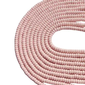 Hot selling 3 * 6mm light pink flat cylindrical polymer soft beads DIY mobile phone chains earrings loose beads wholesale