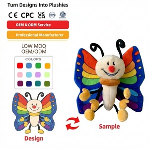 Peluche Papillon Arc-en-ciel Personnalisée en Tissu Coton – Cadeau d'Anniversaire – Broderie Dorée – Faible MOQ – Poupée en Peluche Animal en Peluche - Product Image 1