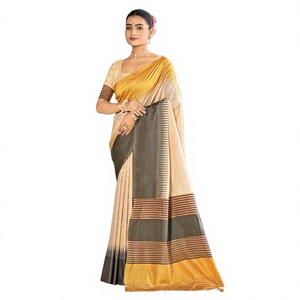 Laving Slub Silk <b>Saree</b> With Weaving Work Beige And Mustard Color Traditional Wear For Women Size S To 2XL - Product Image 1
