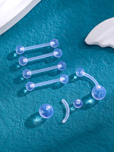 सेट 6 पारदर्शी 14 गेज uv एक्रिलिक पेट बटन रिंग बिबिफ्लेक्स जीभ बारबेल रिंग बॉडी भेदी रिंग बॉडी भेदी अंगूठी - Product Image 5