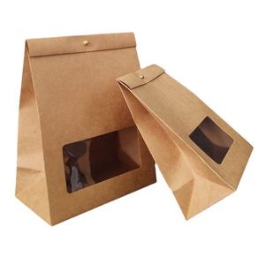 Bolsa de Papel Kraft Reciclada Económica con Logotipo Personalizado Impreso para Llevar Pan, Postres y Comida - Product Image 1