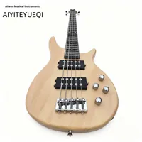 Guitare Basse Électrique Cinq Cordes Haut de Gamme pour Débutants et Joueurs Avancés, Construction en Peuplier et Bois de Rose, Micro Passif Fermé, Chine