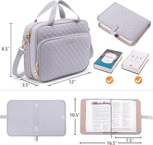 High-quality Leather <b>Bible</b> Cover Carrying <b>Case</b> with Shoulder Straps & Water Bottle Pocket-Casual Simple Design - Product Image 6