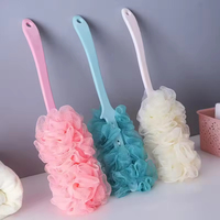Vente directe usine : Éponge de bain à long manche en maille PE, exfoliante douce pour peaux mortes, pour salle de bain