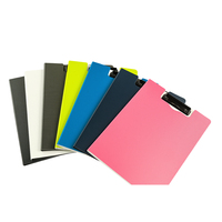 Portapapeles Plegable 360 ° Carpeta con Clip, Portapapeles de Plástico con Clip Doble de Perfil Bajo, Carpeta de Almacenamiento con Clip