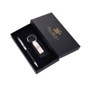 Vente en gros de porte-clés en PU stylos cadeaux pour employés <span class=keywords><strong>d</strong></span>'entreprise coffret cadeau de stylo à bille - Product Image 1
