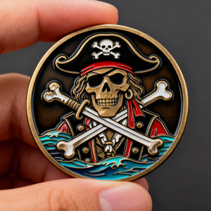 Nuovi Arrivi: Monete Artigianali in Metallo con Cartoni Animati, Monete da Collezione 3D Smaltate Stile Retrò, Monete Commemorative Personalizzate con LOGO, Monete da Sfida in Metallo Pirata - Product Image 2