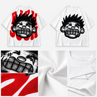 Kaos Oversize Pria Berkualitas Tinggi Retro Kartun Angry Boy Cetak Percikan Merah 100% Katun Vintage Streetwear Kaos Katun Custom
