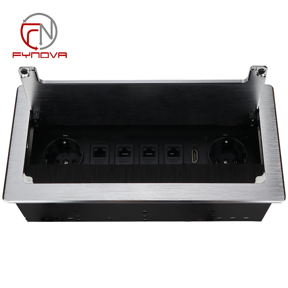 Cepillo plateado, 2 salidas de CA+4 Rj45+1 Hd mi, sin cable