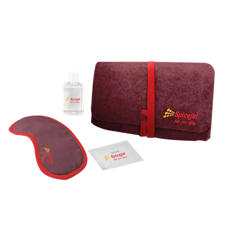 Hot Sale Amenity Kit Flug gesellschaften Reise flug kissen Augen maske Schlaf komfort Kit Spice Jet Amenity Kits