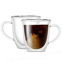 Vente en gros de tasses à lait en verre à double paroi isolées, tasses à café pour cappuccino, latte, americano