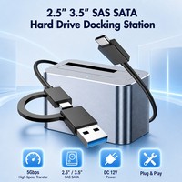 Blueendless SSD Enclosure Hard Disk Eksternal SAS/SATA Hard Drive Docking Station untuk HDD SSD SAS SATA Hard Disk 2.5 Inci 3.5 Inci