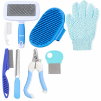 Kit de toilettage simple en acier inoxydable pour petits animaux, 8 en 1 : Brosse démêlante, Gant de massage, Coupe-ongles sécurisé pour lapins et cochons d'Inde