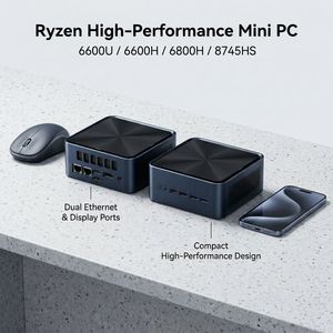 Mini PC Personalizable con CPU R7-8745HS de 8 Núcleos, 16 Hilos, Salida 2*HD 4K 60Hz, SSD M.2 2280, Alto Rendimiento para Negocios y Oficina, ZHR AMD - Product Image 1