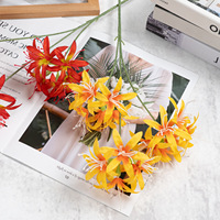Fleur artificielle en soie de lys araignée à 3 têtes, nouveau style chinois, décoration douce pour cour, accessoire de photographie de style ancien, mariage, fête