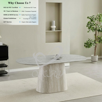 Table à manger en MDF moderne haut de gamme, table sur mesure de grande taille, table à manger familiale de grande taille, plateau de table en pierre de travertin
