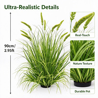 Herbe d'oignon artificielle verte et ondulante de 90 cm, plante artificielle en pot pour chambre, étagère, table d'appoint, décoration intérieure