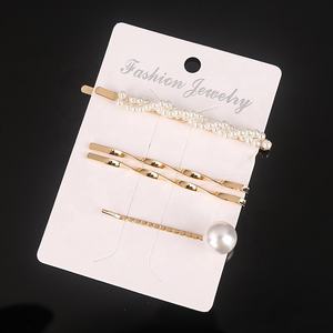 チャームヘアピンクリップセット幾何学パールヘアクリップアクセサリー - Product Image 6