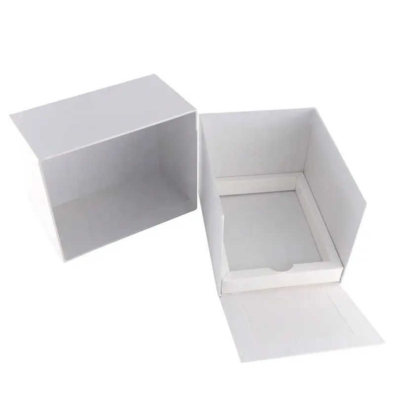 Emballage en papier blanc uni, 50 pièces, design spécial, boîte-cadeau personnalisé avec couvercle ouvert