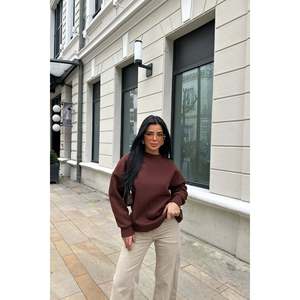 Sudadera con Capucha Oversize Marrón para Mujer, Talla XS, de Alta Calidad, con Estampado Trasero y Técnica de Bordado - Product Image 1