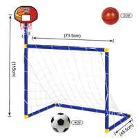 Permainan Tembak 2 in 1 Ring Basket Latihan Anak Tiang Gawang Sepak Bola Mainan Stand Basket Anak
