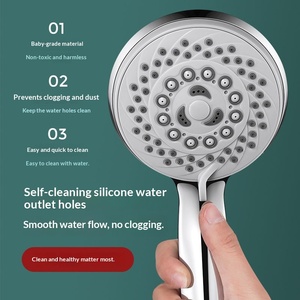 Pommeau de Douche à Main Réglable NABING avec Buses en Silicone Autonettoyantes, 5 Modes de Jet, Débit Élevé et Grande Sortie d'Eau - Product Image 1