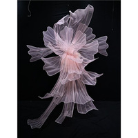 Décor floral géant en mousseline de soie et polyester pour mariage, grandes fleurs, toile de fond, présentoirs de vitrine plissés faits à la main
