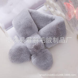 Premium hiver coré<span class=keywords><strong>en</strong></span> Chic Faux Rex lapin <span class=keywords><strong>fourrure</strong></span> écharpe solide croisé moelleux <span class=keywords><strong>Snood</strong></span> avec nœud papillon pour les femmes - Product Image 5