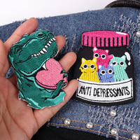 Gros dessin animé animal personnage broderie fer sur patch personnalisé de haute qualité brodé logo patchs pour vêtements chapeaux sacs