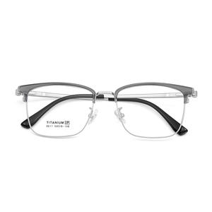 Lunettes de vue rectangulaires demi-cadre en titane pour hommes 8611 54-18-148 durables, antidérapantes et confortables - Product Image 1