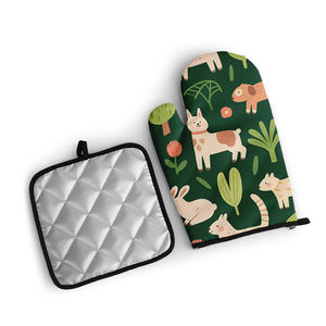 Mani personalizzate per cucina da forno con stampa termoisolante personalizzata all'ingrosso guanti da forno Snd set porta pentole - Product Image 4