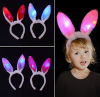 LED Işıklı Yumuşak Tavşan Kulakları Paskalya Peluş Kumaş Parti Süsleri Genç Cosplay Aksesuarı Fabrika Fiyatı Pilli