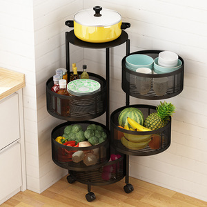 Offre Spéciale mobile cuisine légumes fruits cercle panier avec roues rotatif étagère de stockage des aliments - Product Image 5