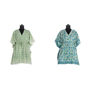 2025สั้นสไตล์ตุรกีสำหรับผู้หญิงเสื้อผ้าชายหาดแบบสั้นขนาดใหญ่พิเศษพิมพ์ลายด้วยมือคาฟตันอาบายาทำด้วยมือ - Product Image 1