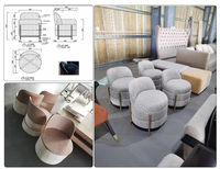 Ensemble de canapés ovales rembourrés de luxe moderne pour hôtel, avec structure en bois et sièges mobiles en coton, pour villa, banquet, mobilier commercial sur mesure