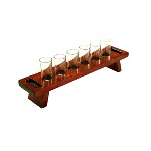 Porte-gobelets en bois fait main avec 6 trous, qualité supérieure, couleur marron, porte-gobelets en verre à bas prix - Product Image 1