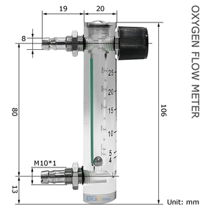 Medidor de Flujo de Oxígeno de Montaje en Panel DGOzone de 5-14 L/Min con Válvula de Retención, O2 Médico para Medición de Flujo de Aire y Gas Industrial - Product Image 2