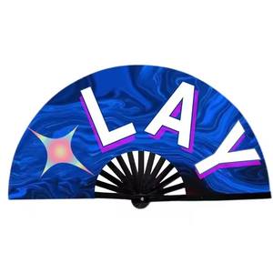 Manico pieghevole in bambù grande personalizzato classico tradizionale Clack ventagli a mano personalizzato per festa a colori sublimazione portatile - Product Image 6