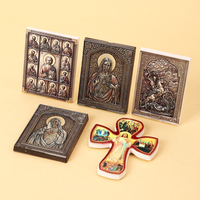 Aimants de réfrigérateur en résine avec icônes orthodoxes, vente en gros, croix 3D personnalisées, décorations religieuses, cadeaux et ornements
