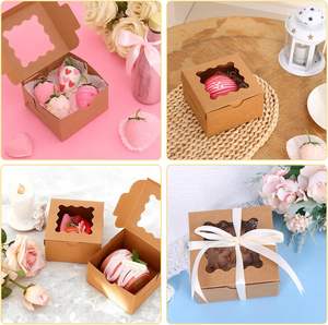 Boîtes à biscuits avec fenêtre, 4x4x2,5 pouces, boîtes de boulangerie brunes, contenants à pâtisserie pour petits biscuits, friandises et desserts - Product Image 6