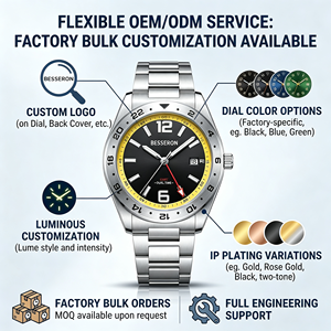Relojes OEM Voyager GMT de Doble Hora, Reloj de Acero Inoxidable con Brazalete Integrado, 5ATM, Reloj Deportivo de Lujo para Hombre de Marca - Product Image 3