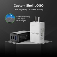 Certifié UL ETL 2 USB-C 1 USB-A 65W Pd Mini chargeur rapide Adaptateur secteur Usb C Chargeur de téléphone portable pour Iphone Android Macbook
