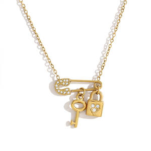 Colliers en acier inoxydable 316L sur mesure, plaqués or 14K 18K PVD, bijoux fins, pendentifs à clip en zircon pour femmes - Product Image 5