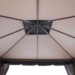 Gazebo de Jardín de Lujo, Grande, de Aluminio, con Doble Techo, 3x3m, Impermeable, para Parque, Patio, con Paredes Laterales, Muebles de Exterior - Product Image 5