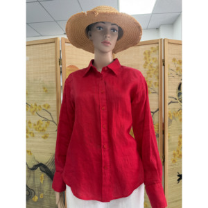 <span class=keywords><strong>Camicia</strong></span> da <span class=keywords><strong>Donna</strong></span> <span class=keywords><strong>100</strong></span>% Puro <span class=keywords><strong>Lino</strong></span> a Maniche Lunghe con Colletto Abbottonato, Tinta Unita, Casual e Traspirante - Product Image 1