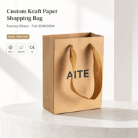 Sacs shopping en papier kraft écologiques de haute qualité, best-sellers, avec logo personnalisé, pliables, avec poignées en corde, extra grands