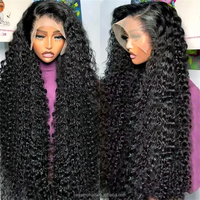 Perruque Lace Front sans colle à petits nœuds, pré-épilée, pré-coupée, ondulations naturelles, cheveux brésiliens noirs, densité 150%, 18 pouces, pour femmes noires