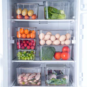Fridge Organizer Storage <b>Boxes</b> With Lid For Food Fruits Vegetables And Eggs Rectangle <b>Plastic</b> Container Set - Product Image 3