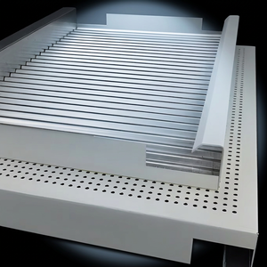 Plafond en dalles de fibre de verre perforées, design minimaliste, résistant au feu, insonorisé, installation de grille de plafond. - Product Image 1